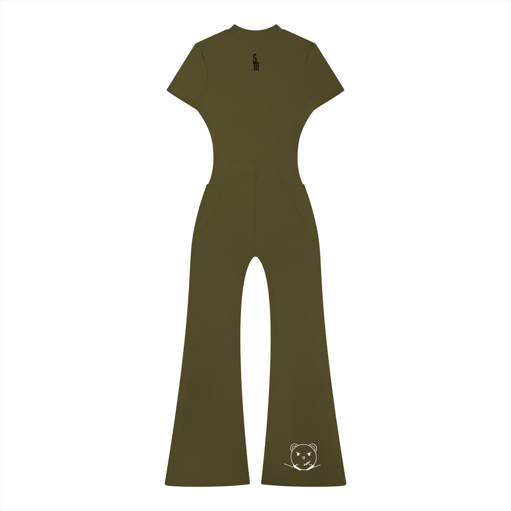 Women’s Tight Flared Leg Quarter-Zip Jumpsuit
