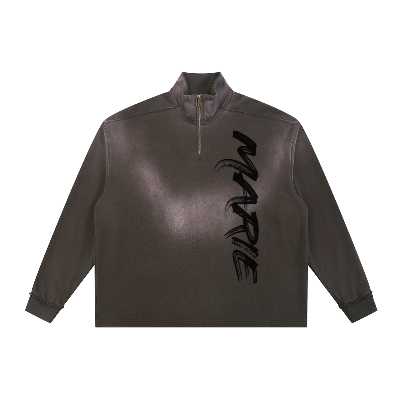 Sun Fade Raw Edge Quarter-Zip Sweatshirt