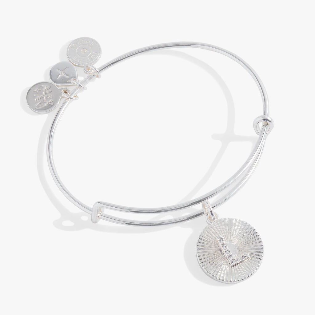 Initial L Pave Starburst Texture Bangle